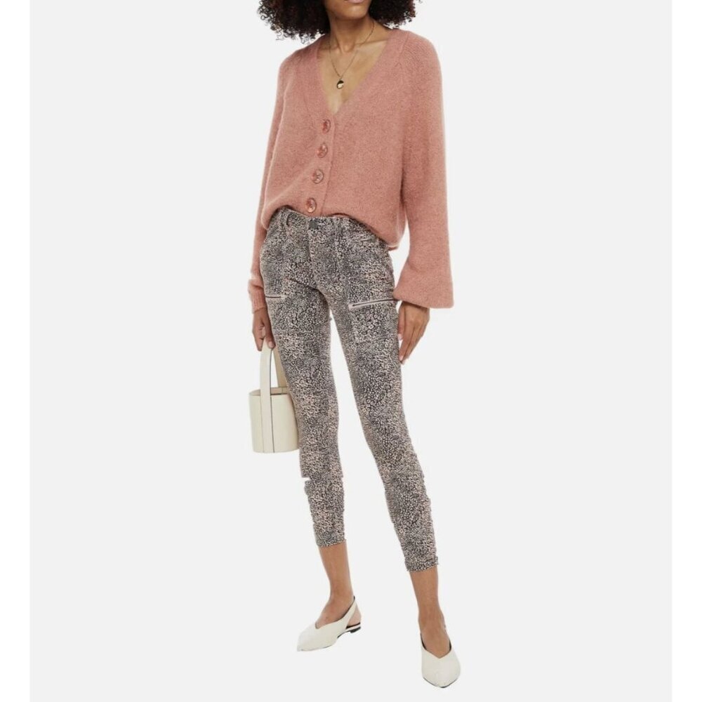 Joie Women's Moto Cargo Skinny Animal Print Blush Pink Pants Size 30